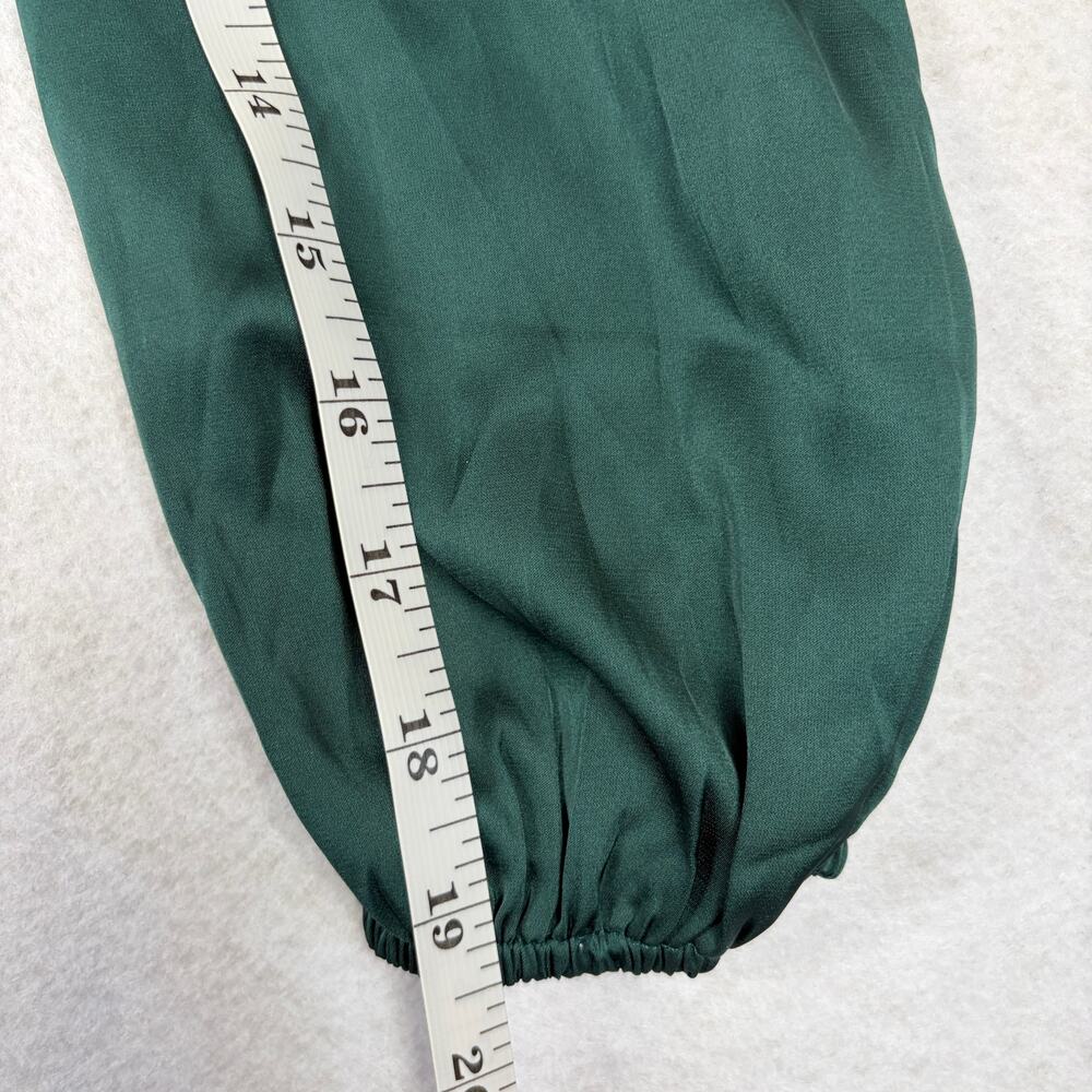 NWT Forever 21 Satin Tie Front Blouse Women's S Green Fairy Princess Cottagecore - Picture 8 of 9